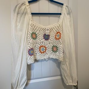 American Eagle Crotched Top with Puff Sleeve